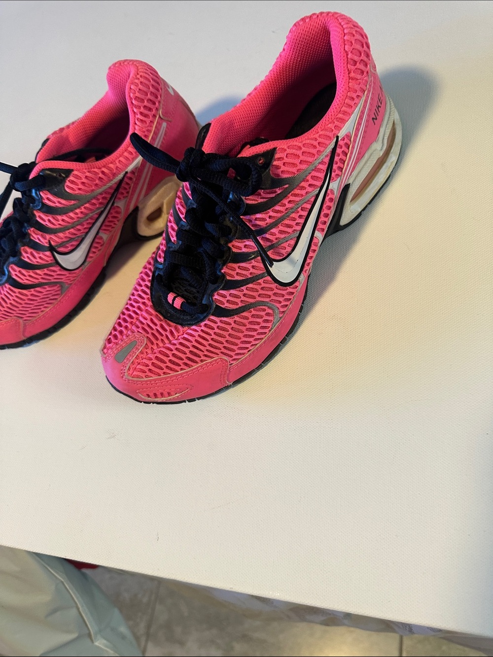 Nike Women's Hot Pink and Black Mesh Running Shoes